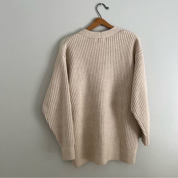H&M Cream Ribbed Cardigan Size Small - Picture 5 of 7